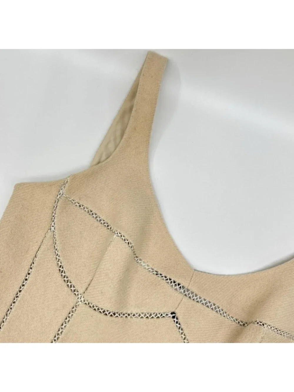 Louis Vuitton Beige Wool Mohair Cami Dress